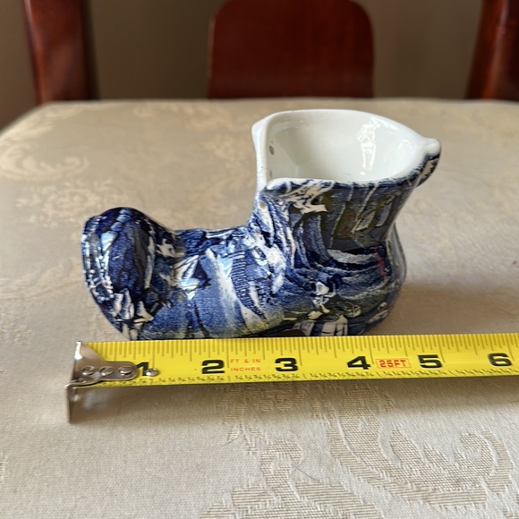 Old Foley James Kent Staffordshire England Delft blue porcelain shoe, boot 1950s - Picture 8 of 10